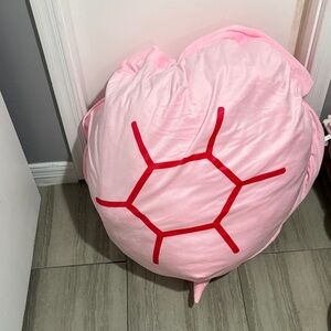 Pink Pillow with Red Design